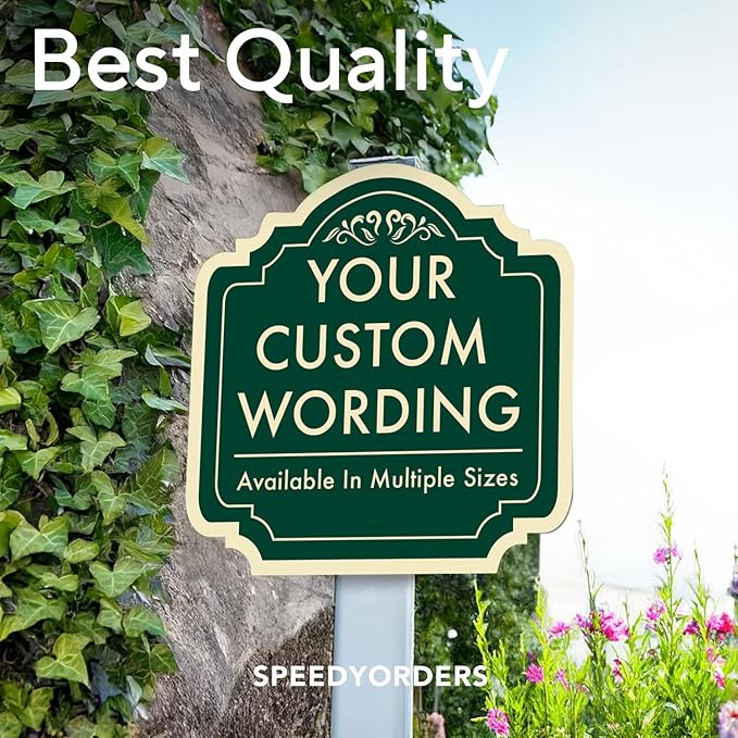 Custom Decorative Outdoor Metal Sign - Personalized Aluminum Driveway Sign, Waterproof, Made in USA - Design 2 Forest Green 24x24 In