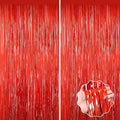 Red Tinsel Backdrop, 2Pack Fringe Curtains, Red Foil Tinsel Party Streamer Backdrop Curtains, Engagement Wedding Photo Backdrop Party Decorations for Wedding Anniversaries Christmas Baby Shower Decors