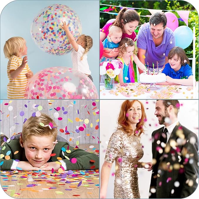 RYKOMO 10000 Pieces 1 Inch Round Tissue Paper Confetti, 3.5oz Multicolor Table Confetti Paper for Balloons Arts Craft DIY Scrapbooking Birthday Party Festival