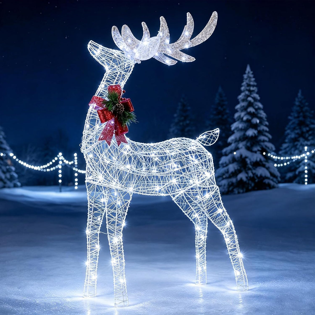 tangkula 4.4 ft christmas lighted reindeer, outdoor christmas, main product view