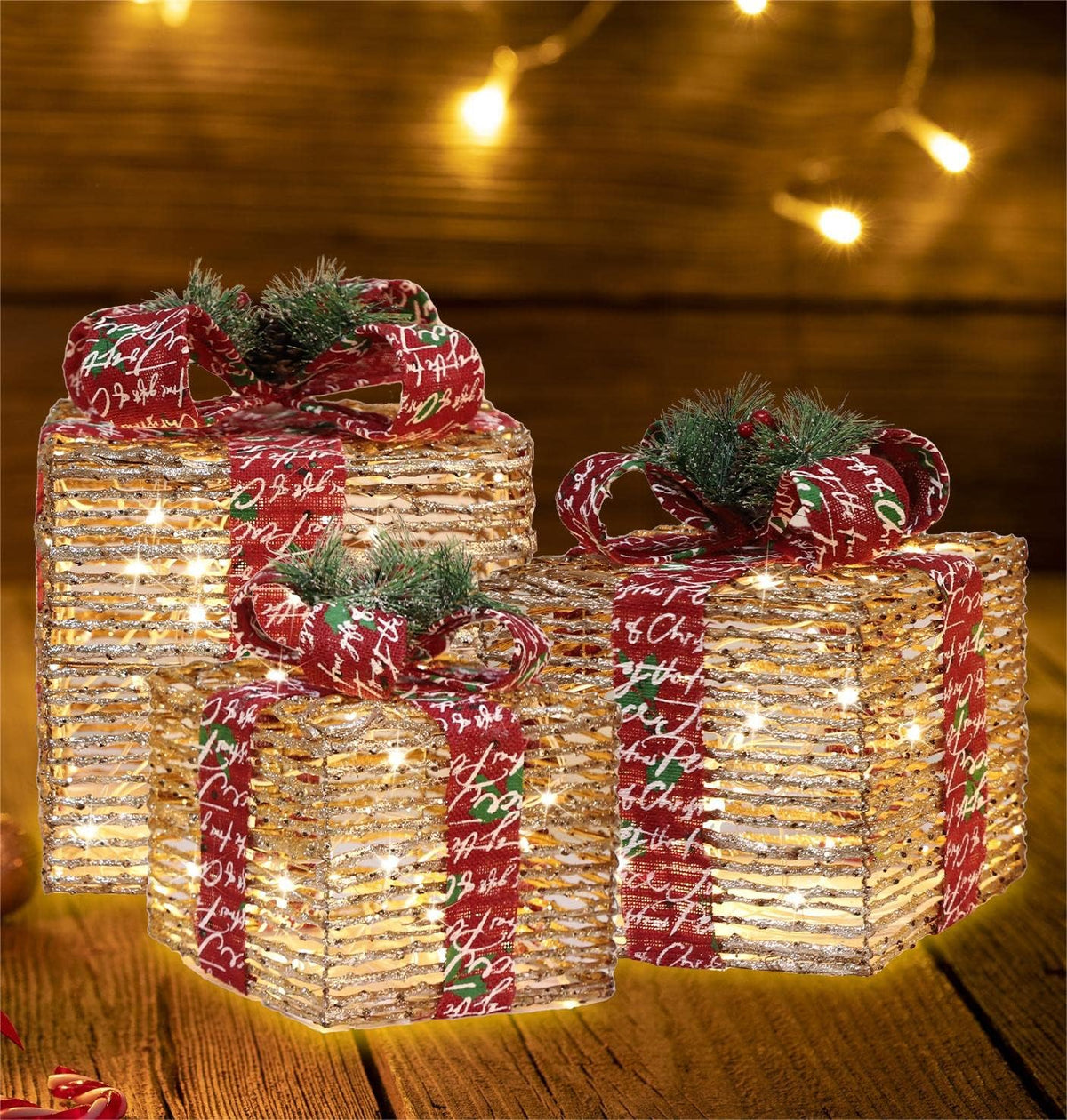 [ultra-large 15.5"x13.5"x11"] christmas set of 3 lighted rattan, main product view
