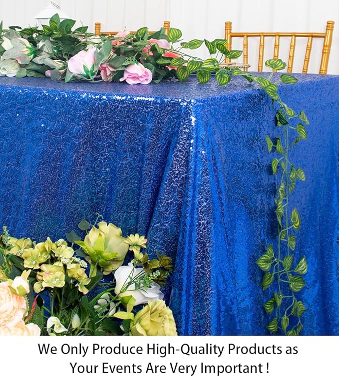 ShinyBeauty Square Tablecloth 72x72-Inch Sequin Tablecloth Overlay Royal Blue Table Cover Sequined Table Cloths for Wedding Blue Shimmer Tablecloth Linen Square Overlay for Cocktail/Cake