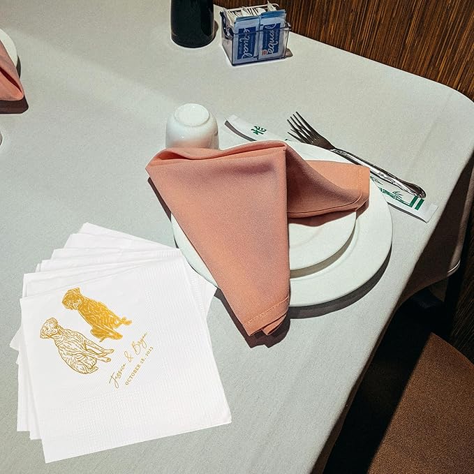 Luxury Custom Illustrated Dog Wedding Napkins, Custom Pet, Personalized Photo Napkins for Dog Wedding, Engagement Party