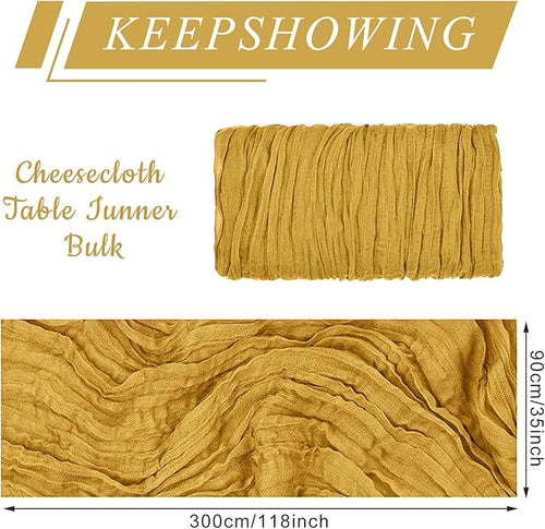 1 Pack Cheesecloth Table Runner 10Ft Christmas Gauze Boho Table Runners for Wedding Decor Bridal Shower Decorations Baby Shower Party(35" x 120")