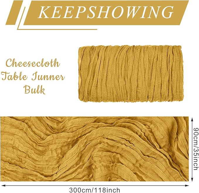 12 Pack Cheesecloth Table Runner, Runner Gauze Boho Wedding Decor Romantic Table Runner for Wedding Birthday Party(35" x 118")(Ginger)