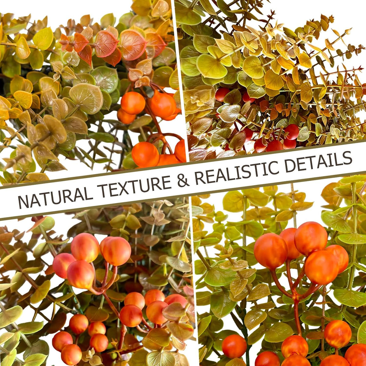 26" autumn fall eucalyptus wreath, front door burnt shown in use