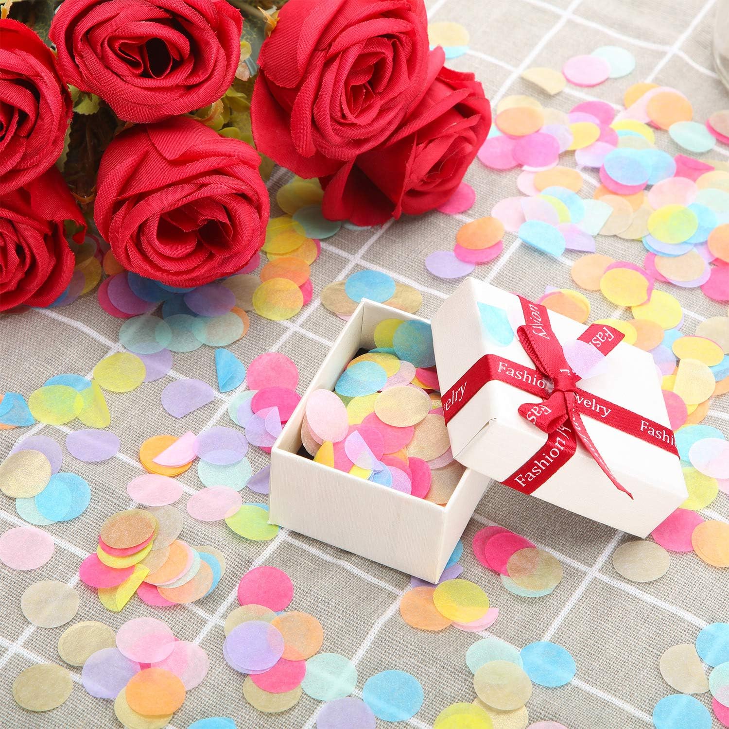 TecUnite Colorful Confetti Round Tissue Paper Table Confetti Dots for Wedding Birthday Party Decoration Arts Craft DIY Scrapbooking, 1.76 oz (1.5 cm)