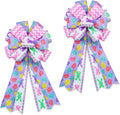 Montekin Large Easter Bows for Wreath 20x11 Inch, 2 Pack Pre-Tied Easter Egg Wired Ribbon Bow, Big Tree Topper Bow for Front Door Indoor Outdoor Spring Summer Decoration (Purple)
