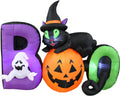 6 ft long lighted halloween inflatable black cat, main product view