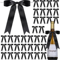 YGDZ Black Bows 30PCS, Satin Ribbon 5x7'' Large Black Bow for Champagne Bottle Wrapping, Balloons, Twist Tie Bows Decorations for Party, Cake, Craft, Gift