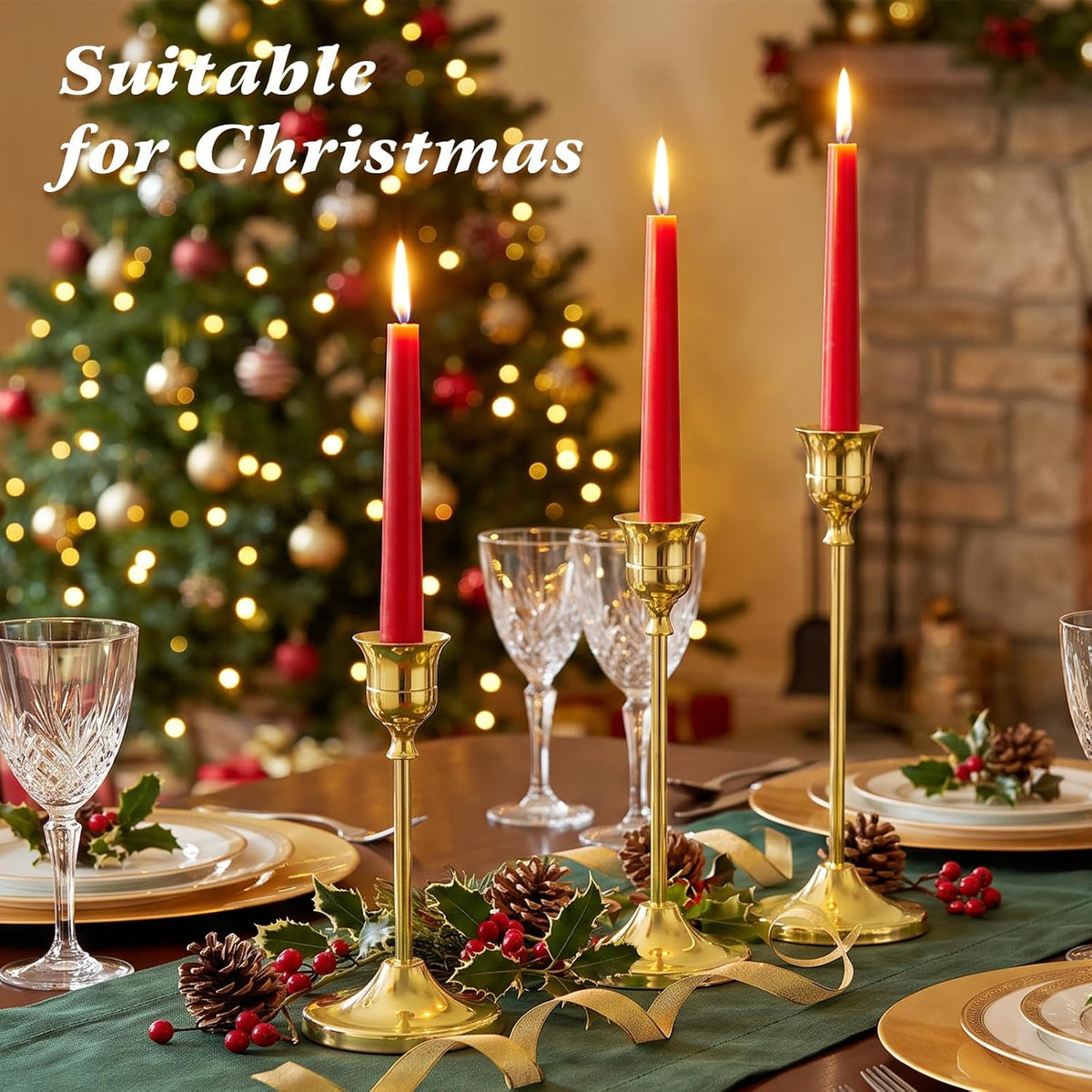 24Pcs Gold Taper Candle Holders Set, Vintage Tabletop Candle Holder