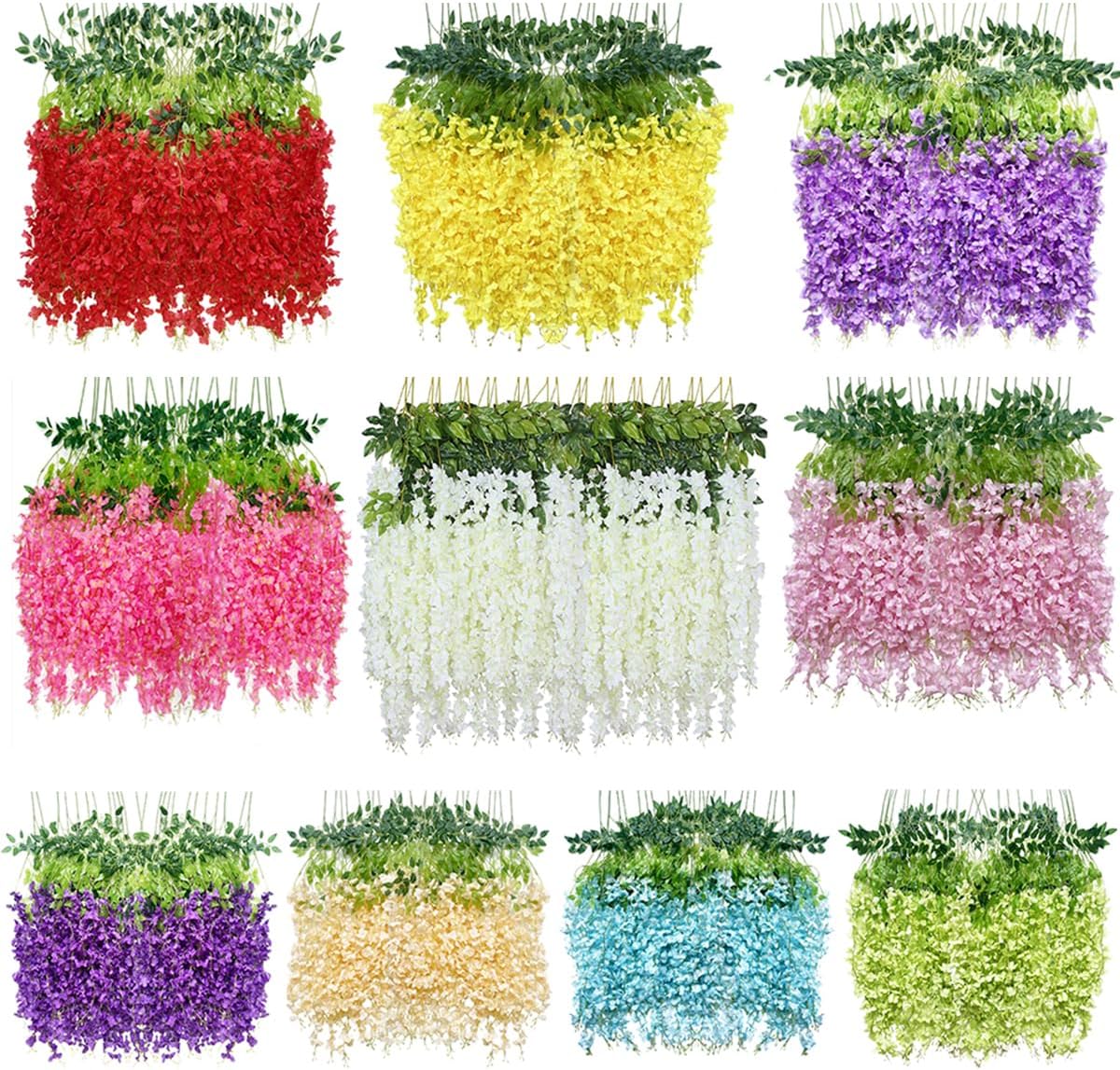 artificial wisteria hanging flowers fake wisteria flower garland, front angle view