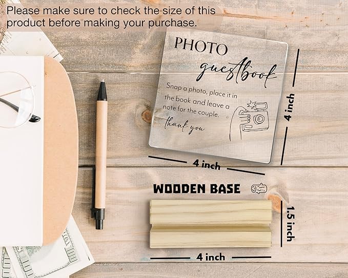 Photo Guest Book Sign, Wedding Decor, Acrylic Wedding Signs, Guest Book Signs forWedding, WeddingGuest Books SignAcrylic Plaque Sign with Wood Stand for WeddingDecorations for Reception