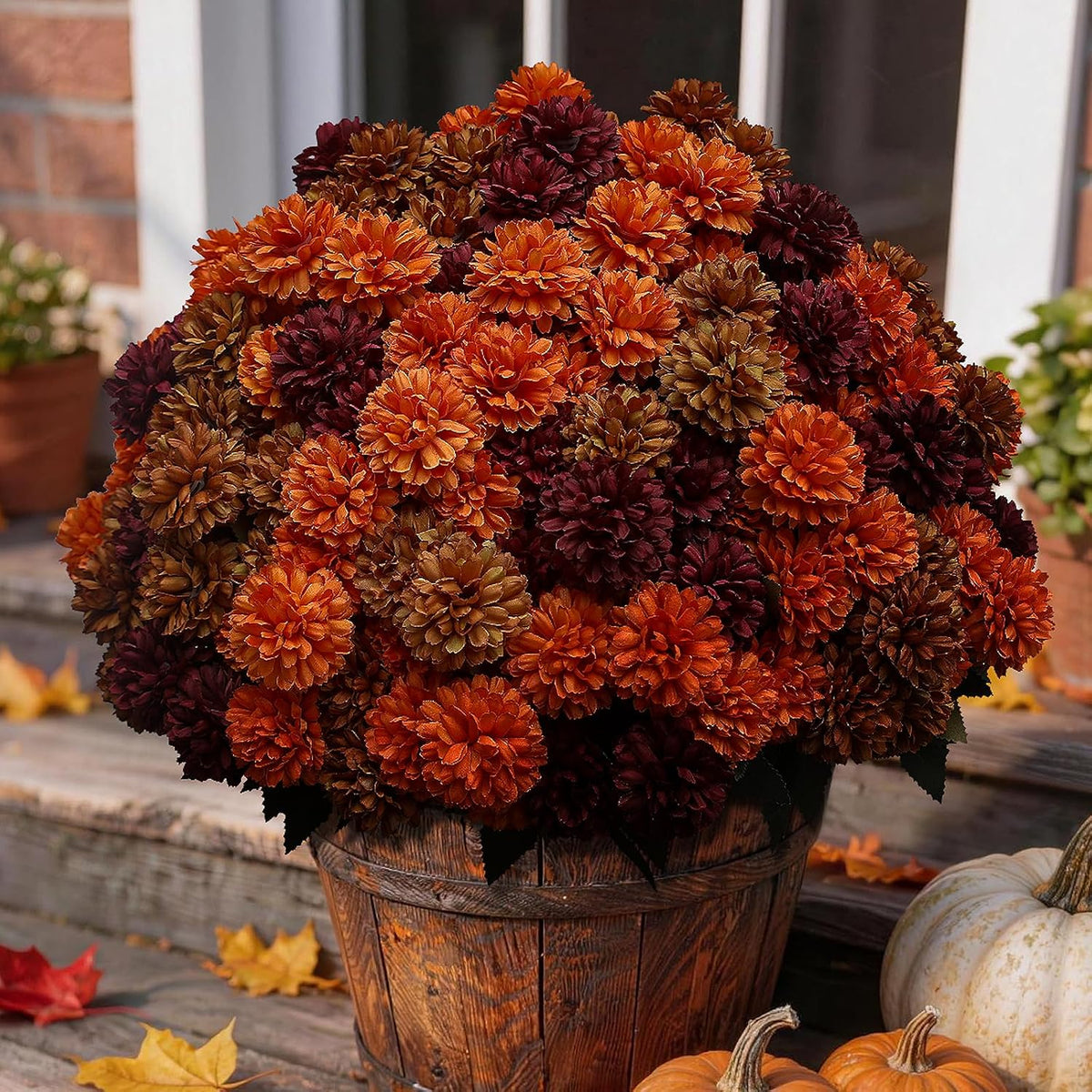 12 bundles artificial fall mums outdoor flowers, uv, main product view