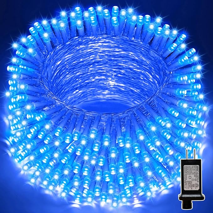 LAMPHOME 66ft Christmas Decorative Mini Lights,200 LED Transparent Wire Fairy Starry String Lights Plug in, 11 Lighting Modes, for Indoor Outdoor Xmas Tree Wedding Party Decoration (Blue)