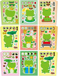 Aowplc 32 Sheets Frog Make-a-Face Stickers for Kids 8 Cute Designs Frog Craft Activities & Party Favors