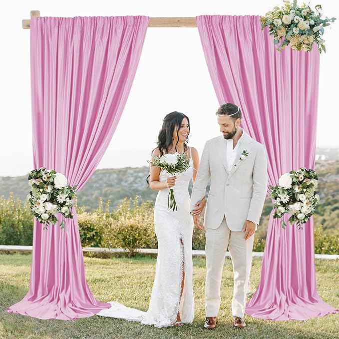 Sugargirl 10x10FT Pink Backdrop Curtains Polyester Photo Backdrop Drapes Curtains 2 Panels with Rod Pockets for Party Birthday Wedding Photography Home Decoration