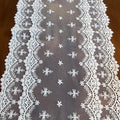 Inicia Table Lace Runner 12×86 inch Embroidered for Holiday Wedding Picnic Daily Dinner Tables White Decor (Polyester, 12"×86" (31cm×220cm))
