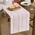 Artoid Mode Pink Rustic Cotton Linen Table Runner, Seasonal Embroidered Hollow Kitchen Dining Table Decoration for Home Party Decor 13x108 Inch