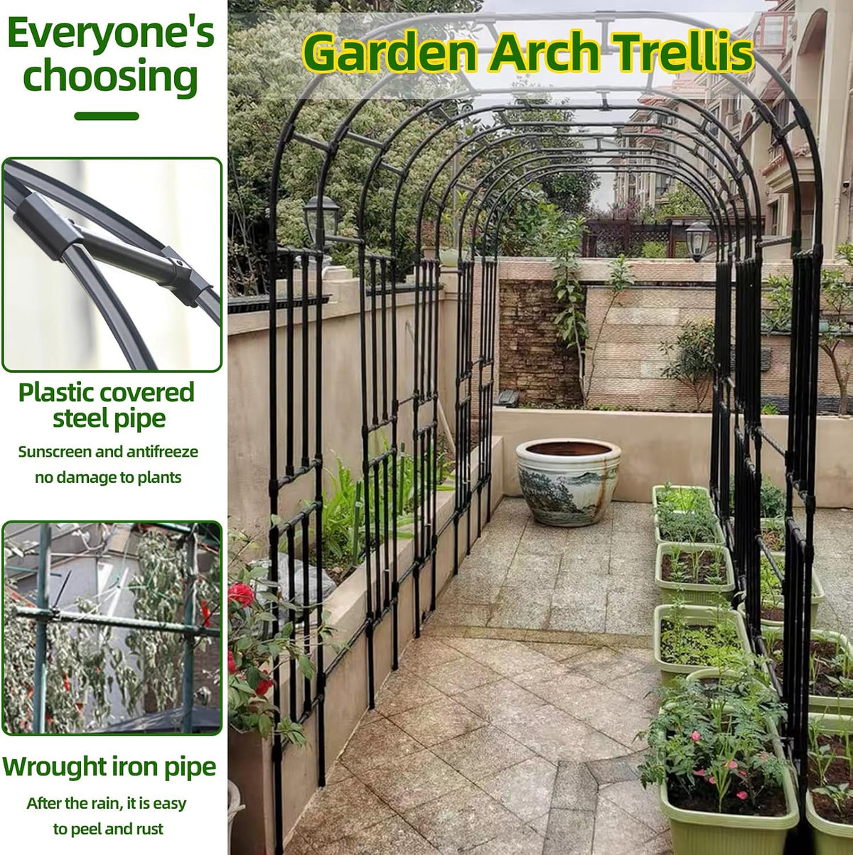 BUKLIYN Garden Arch Trellis - Garden Arch Size: 92.5in(L) * 105in(H)