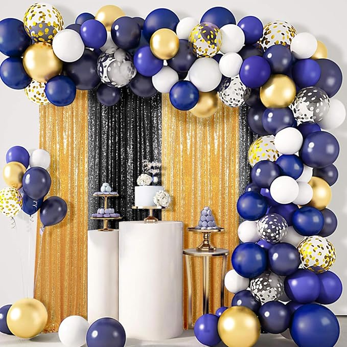 ShinyBeauty Gold and Black Backdrop 2FTx8FT Sequin-Backdrop 4Pieces Photograph Backdrops Sparkle Curtain Panels Black Sequin Curtains Glitter Background for Wedding/Graduation Halloween Decor
