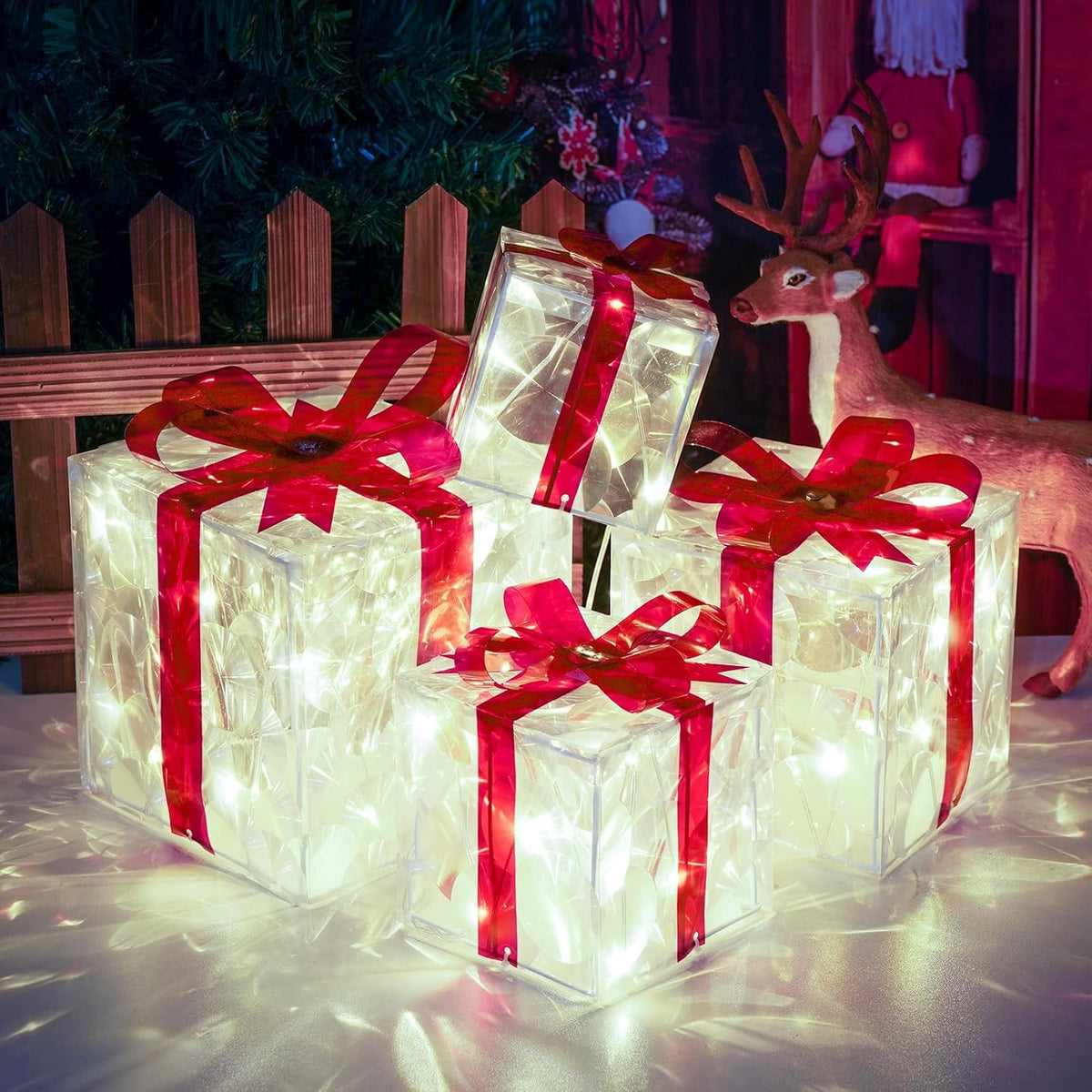 lighted boxes cool white christmas decorations, main product view