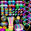 156Pcs Glow In The Dark Party Supplies for Kids/Adults, Light Up Accessories with Glasses, Headband, Bracelets, Necklaces, Wand, 100 Glow Sticks Bulk Party Pack, Neon Disco Birthday Party Decorations