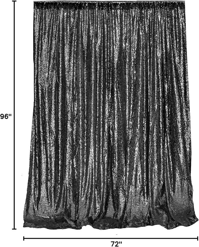 JYFLZQ Black Sequin Backdrop Curtains 6ft x 8ft 1 Panel Halloween Backdrop Glitter Photo Booth Backdrops Sparkly Photography Background Drapes for Graduation Birthday Parties