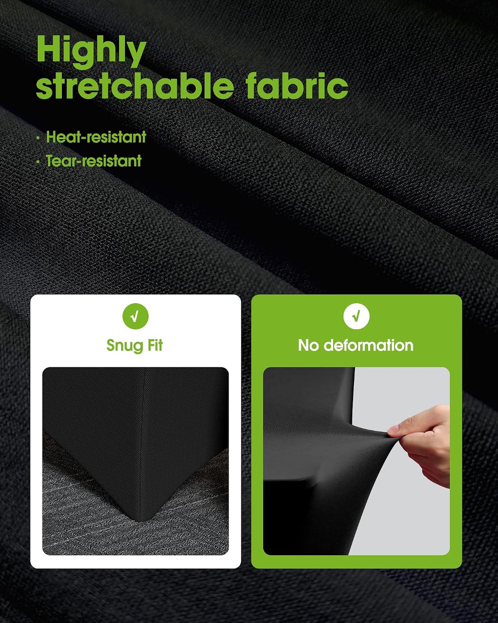 Pureegg Spandex Tablecloth 6ft - 2 Pack, Fitted and Tight Cloth for Rectangle Table, Wrinkle-Free and Stretch Table Cover for Party, Wedding, Banquet and Birthday, Black
