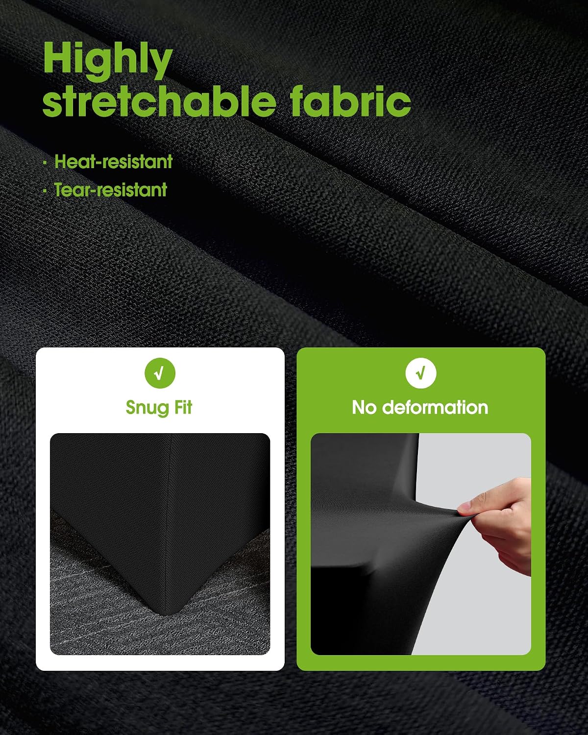 Pureegg Spandex Tablecloth 6ft - 2 Pack, Fitted and Tight Cloth for Rectangle Table, Wrinkle-Free and Stretch Table Cover for Party, Wedding, Banquet and Birthday, Black