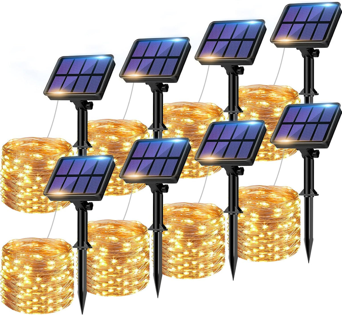 btfarm 8 pack solar string lights outdoor, total, main product view