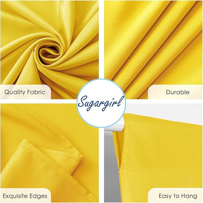 Sugargirl 10x10FT Yellow Backdrop Curtains Polyester Photo Backdrop Drapes Curtains 2 Panels with Rod Pockets for Party Birthday Wedding Photography Home Decoration