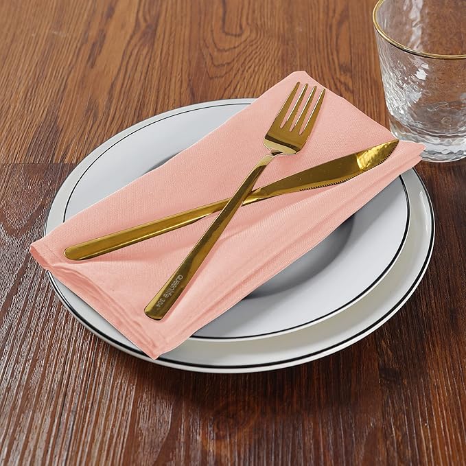 Cloth Napkins 17x17 inch Washable Polyester Dinner Napkins Soft Table Napkins for Wedding Party Dining Banquet(Dusty Pink,25PCS)