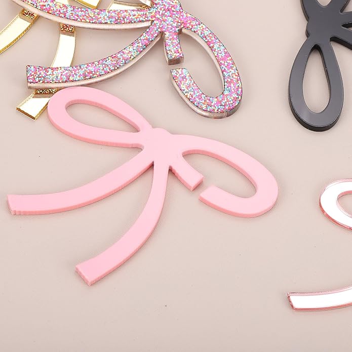 PATIKIL 50 Pcs Bows Drink Tags, Acrylic Wine Glass Charms Reusable Drink Markers for Party Wedding Birthday and Events Accessories, Laser