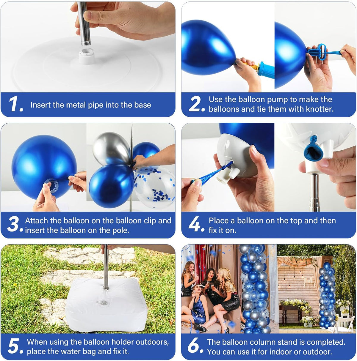 2 sets balloon column stand kit with 100 showing dimensions