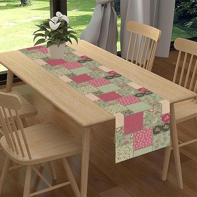 Boho Patchwork Table Runner, Vintage Farmhouse Colorful Wildflowers Bohemian Paisley Flower Print Table Center Decor for Home Kitchen Dining Patio Holiday Party Table Decorations, 13"x36" Inch