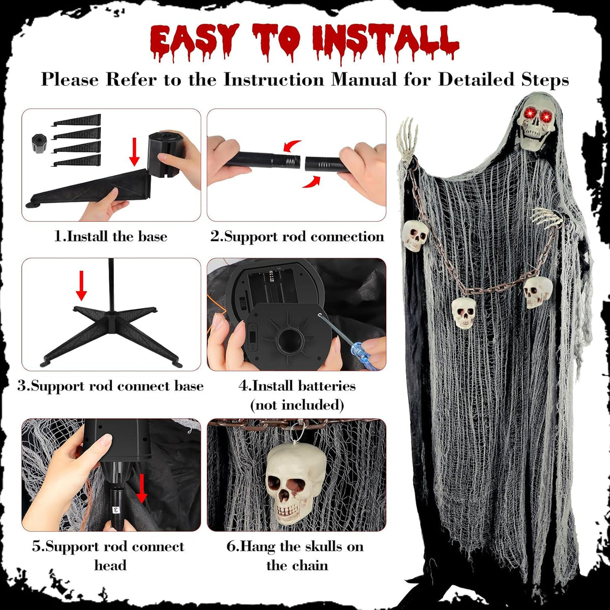 Animated Halloween Decorations Outdoor, 71'Animatronic Halloween Decoration