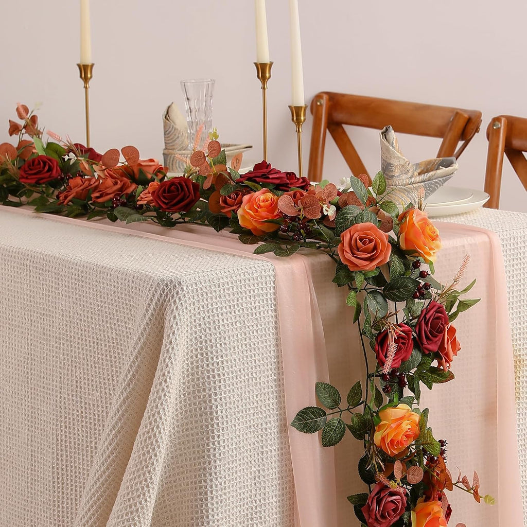 garisey 5ft terracotta artificial flower garland fall floral, main product view