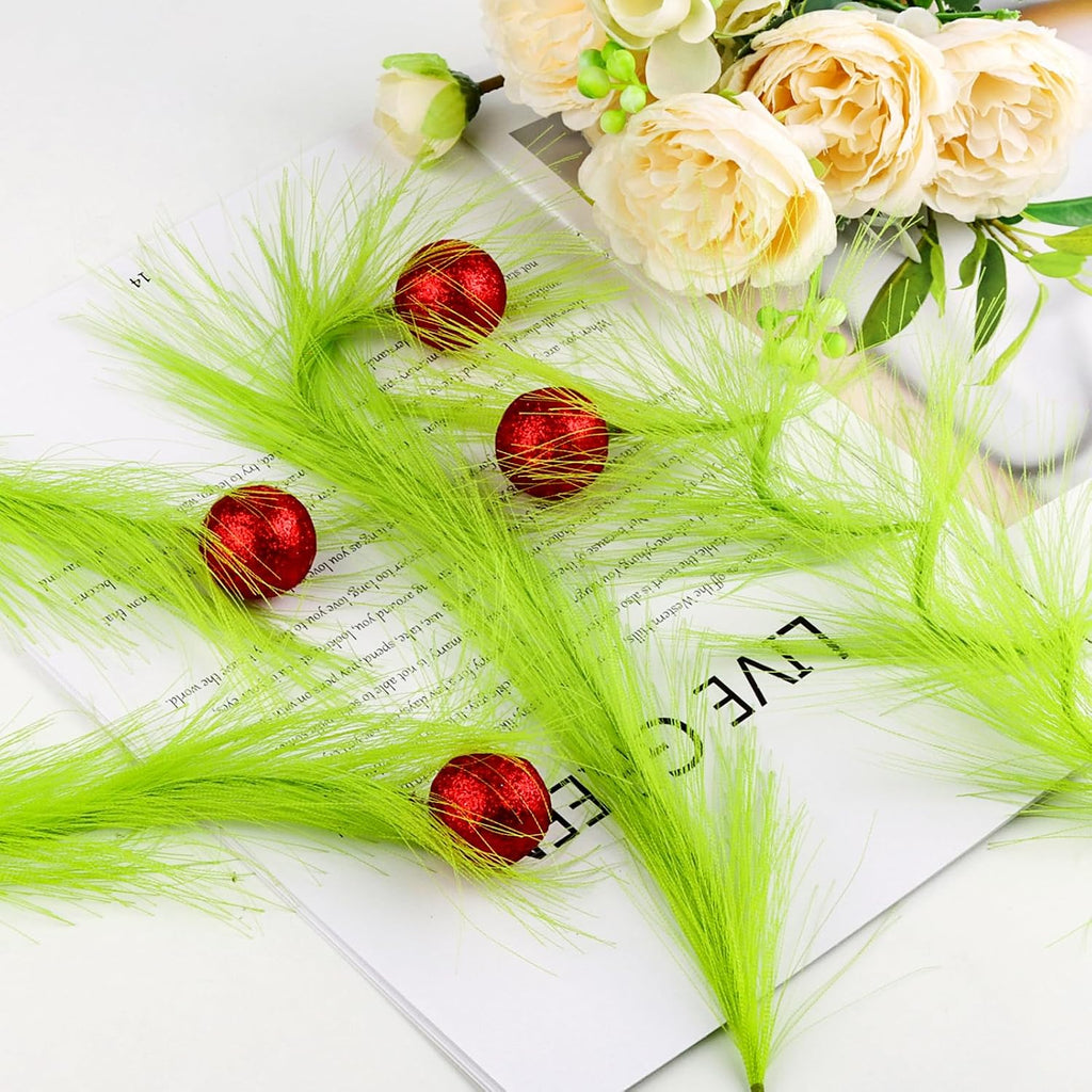 12 Pcs Artificial Vase Fillers Fake Pampas Grass Stems Resistant & Non-Fading Simulation Pine Branch for Bedroom Kitchen Decor Boho Farmhouse Room Decor