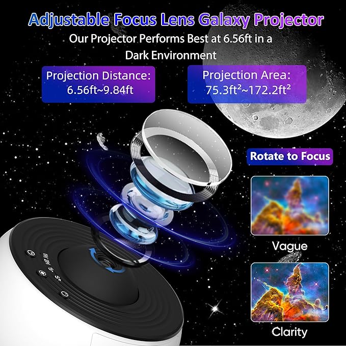 Galaxy Projector for Bedroom,13 in 1 Star Projector with Timer and 3 Button Control 360° Rotating Planetarium Ceiling Night Light Projector for Kids,Adult,Gifts,Ceiling,Bedroom Room Decor