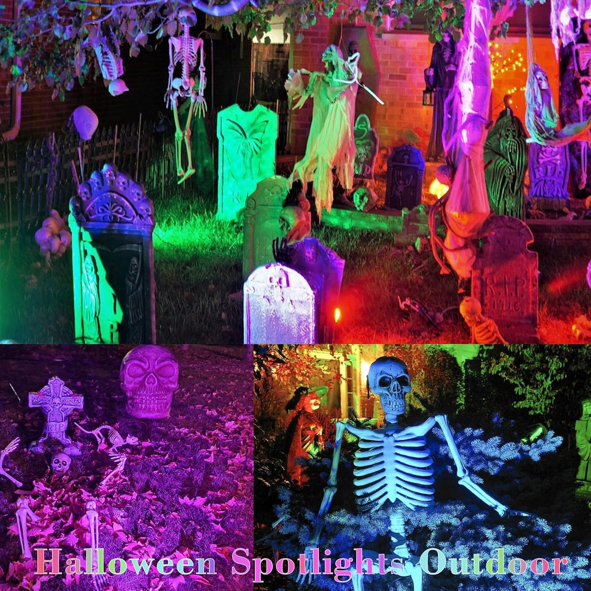 Halloween Spotlights Outdoor: RGBW LED Spot Light Plug in 120V Remote Control...
