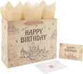 Qirrmiy 13” Large Magical Birthday Gift Bag Set with Handles, Greeting Card, Tissue Papers and Stickers for Boys Girls Teens for Baby, Kids‘ Birthday Party, 1 Pcs