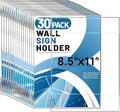 Aheroi 30Pcs Acrylic Sign Holder 8.5 x 11, Clear Wall Sign Holder 8.5 x 11 Wall Mount with 60 Tape, No Drilling Acrylic Wall Frame Paper Holder Document Holder for Office Home Restaurant