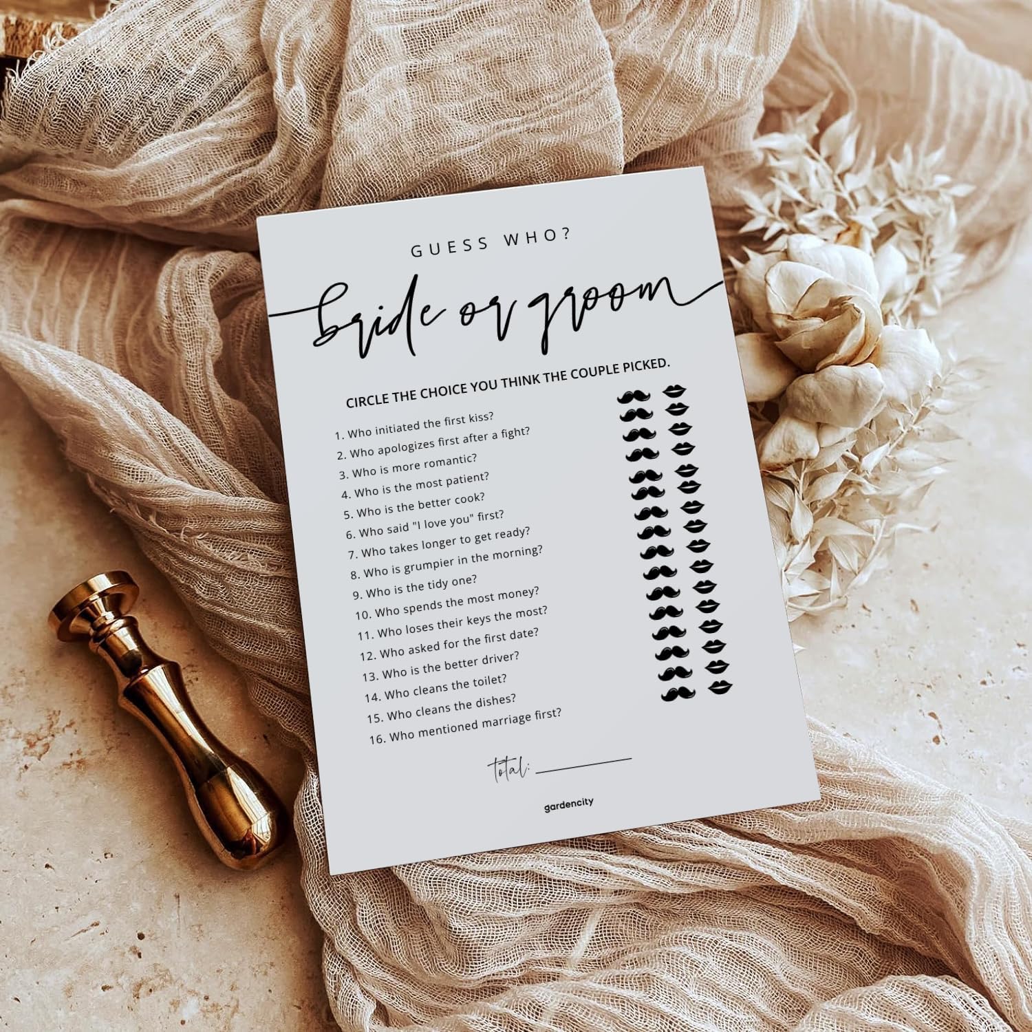 GardenCity Guess Who Bride or Groom?, Bridal Shower Games for 50 Guests, Minimalist