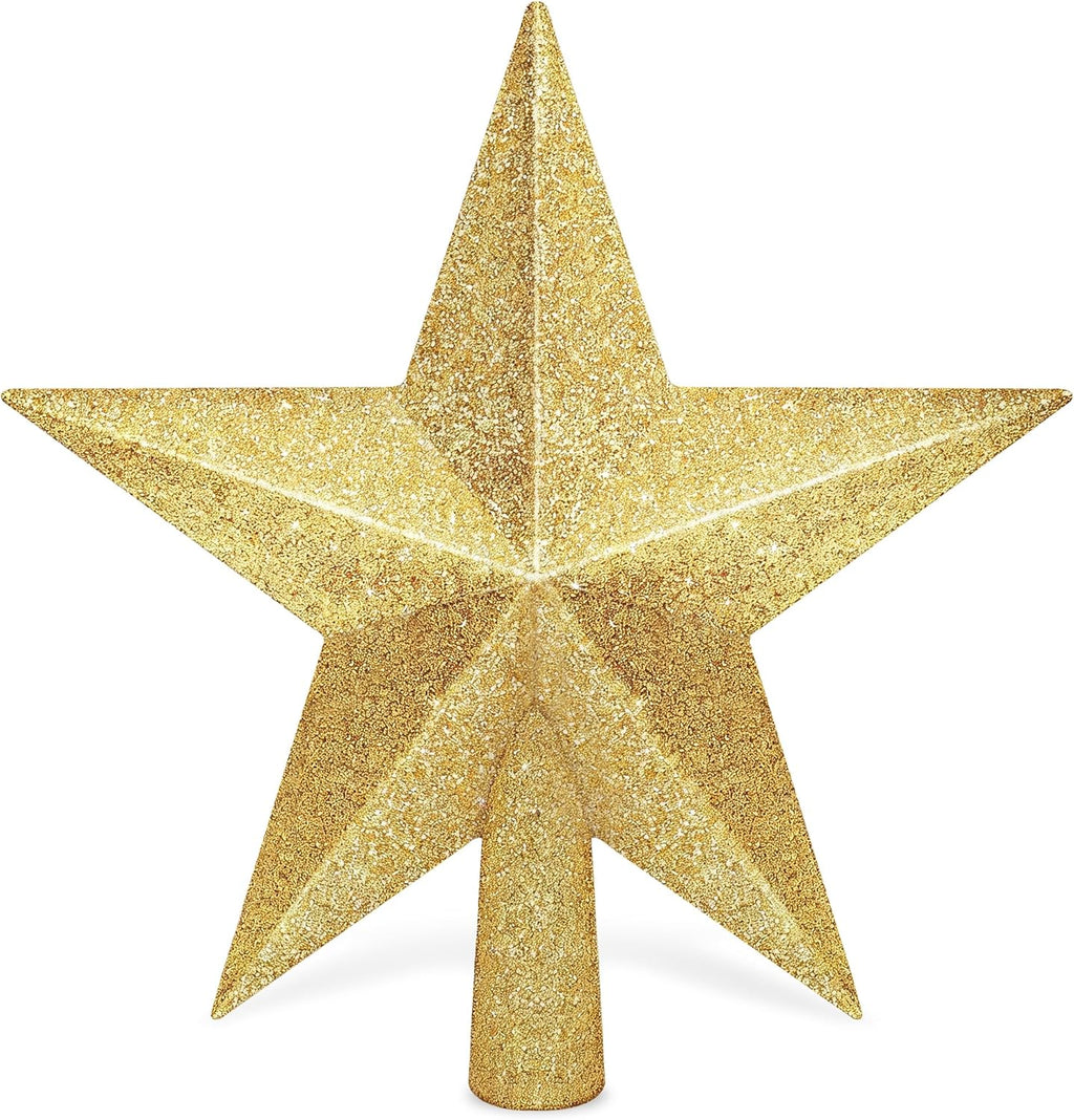 Christmas Tree Star Topper, 8" Gold Xmas Star Tree Decorations, 3D Shatterproof Bethlehem Star Tree Topper Decorations, Waterproof Christmas Tree Topper Decor for Holiday Home Outdoor Ornament