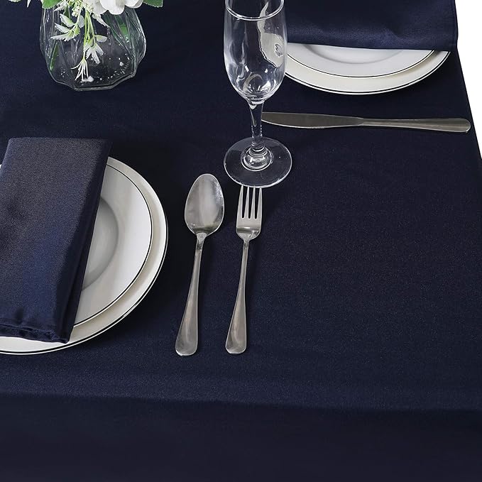 60 inch Round Tablecloth Washable Polyester Table Cloth Decorative Table Cover for Wedding Party Dining Banquet（60 inch,Navy）