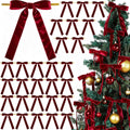 YGDZ 30PCS Red Velvet Bows for Christmas Tree, 5" x 7" Vintage Ribbon Bows for Xmas Decor, Burgundy Christmas Ornaments for Wreath Gift Wrapping, Garland, Treat Bag, Party Decorations