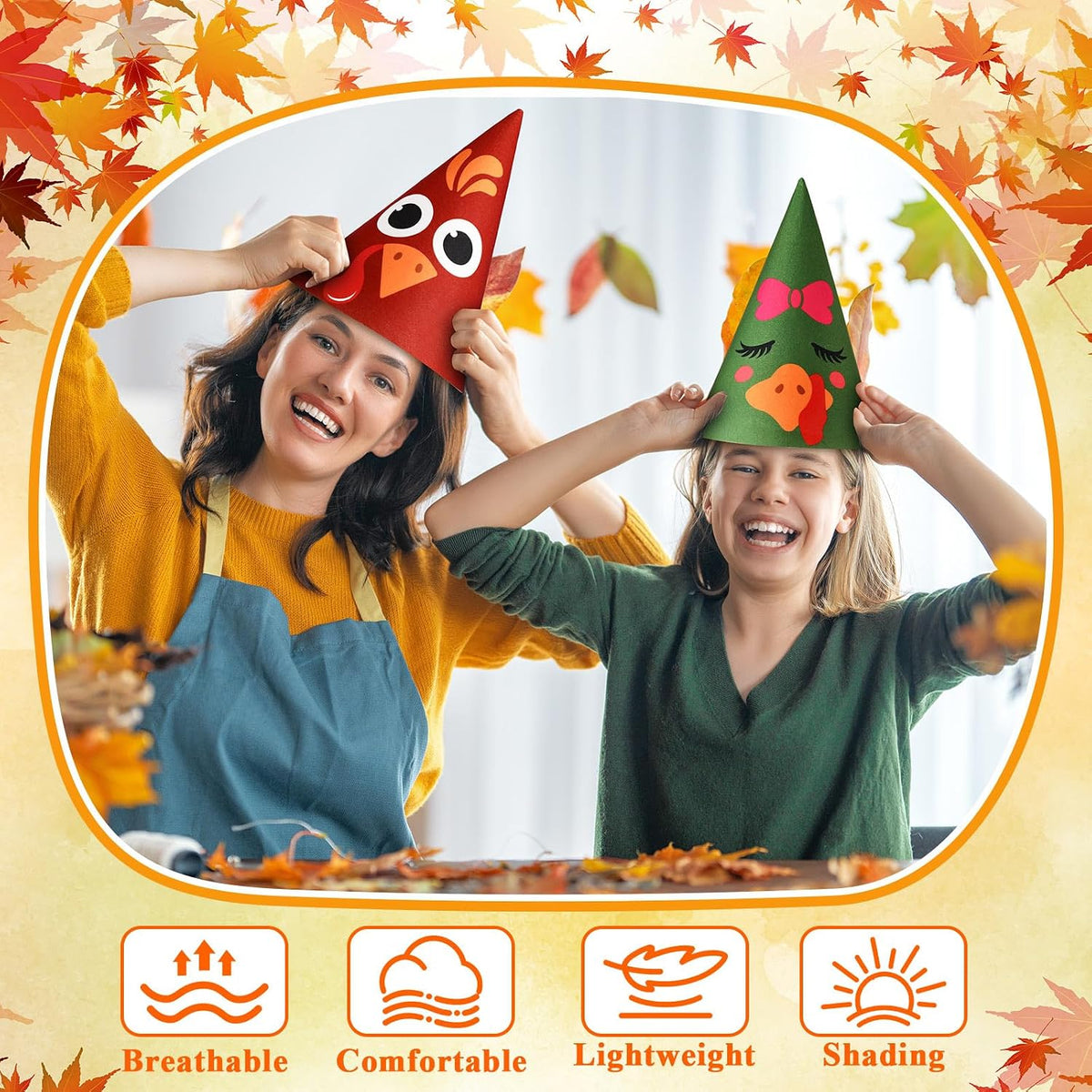 36 Pcs Thanksgiving Turkey Felt Cone Hats Party Costume