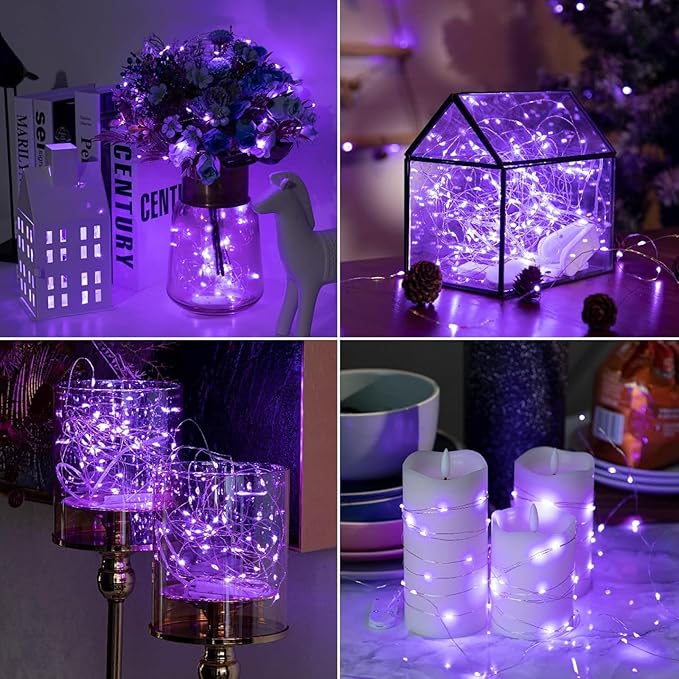 HXWEIYE 6 Pack Purple Fairy Lights Battery Operated, 7ft 20LED Mini Fairy String Lights Mason Jar Lights, Waterproof Firefly Starry Lights for DIY Wedding Party Bedroom Patio Christmas Décor