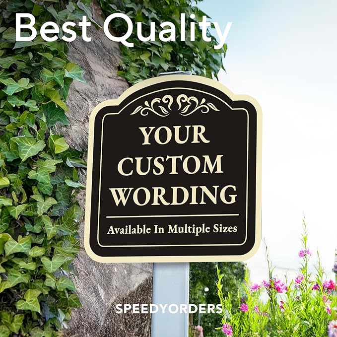 Custom Decorative Metal Sign - Personalized Aluminum, Customized Driveway Sign, Black Charcoal 12x12 In